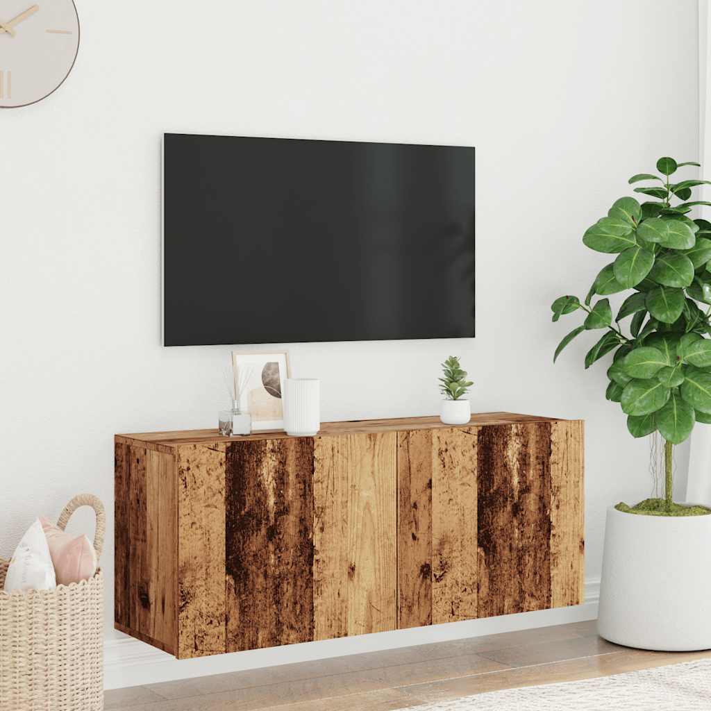 Meuble TV mural vieux bois 100x30x41 cm - XIOS