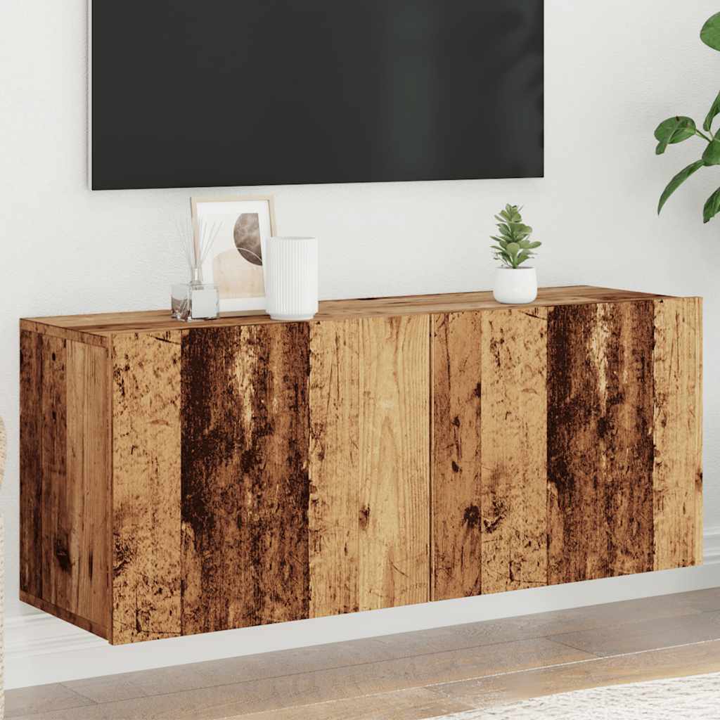 Meuble TV mural vieux bois 100x30x41 cm - XIOS