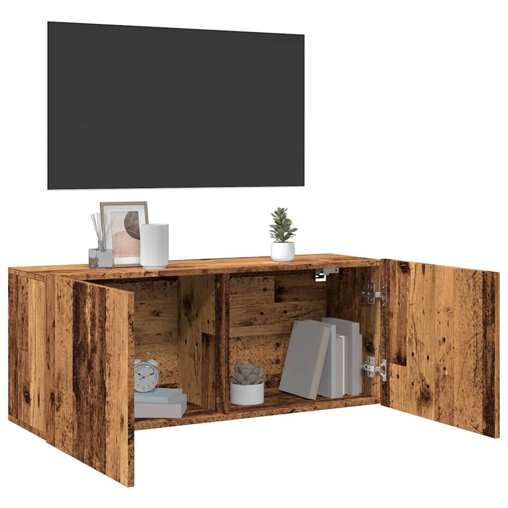 Meuble TV mural vieux bois 100x30x41 cm - XIOS
