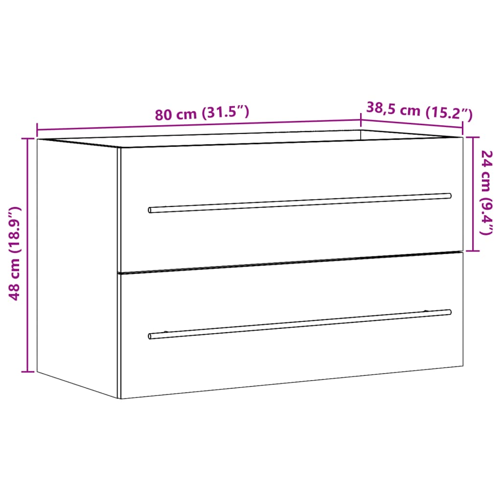 Armoire de lavabo chêne artisanal 80x38,5x48 cm bois ingénierie Ensembles de mobilier pour salles de bains vidaXL