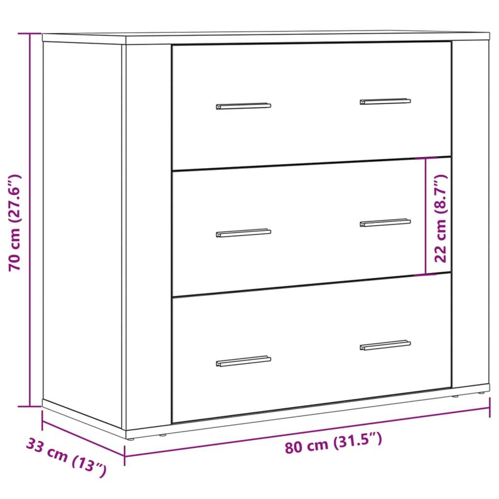Buffet chêne artisanal 80x33x70 cm bois d'ingénierie - XIOS