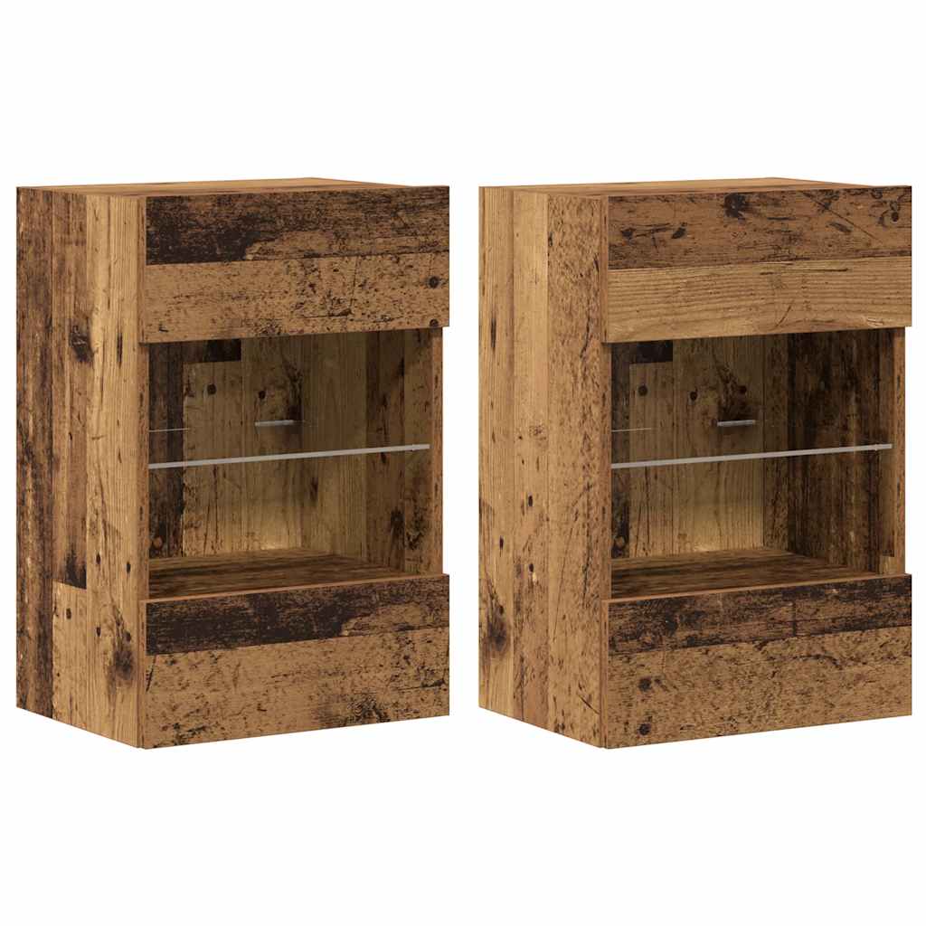 Meubles muraux avec lumières LED pour TV 2 pcs vieux bois 40x30x60,5cm - XIOS