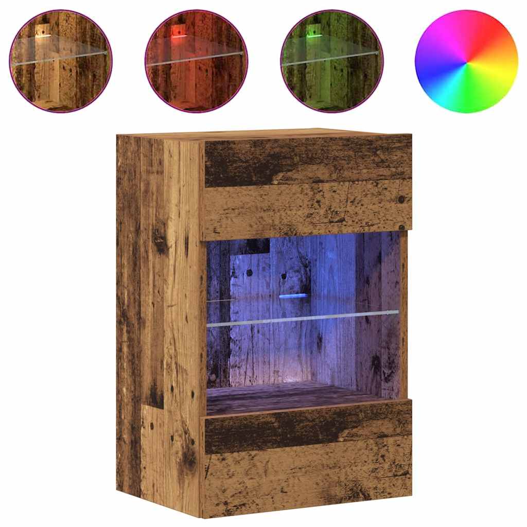 Meubles muraux avec lumières LED pour TV 2 pcs vieux bois 40x30x60,5cm - XIOS