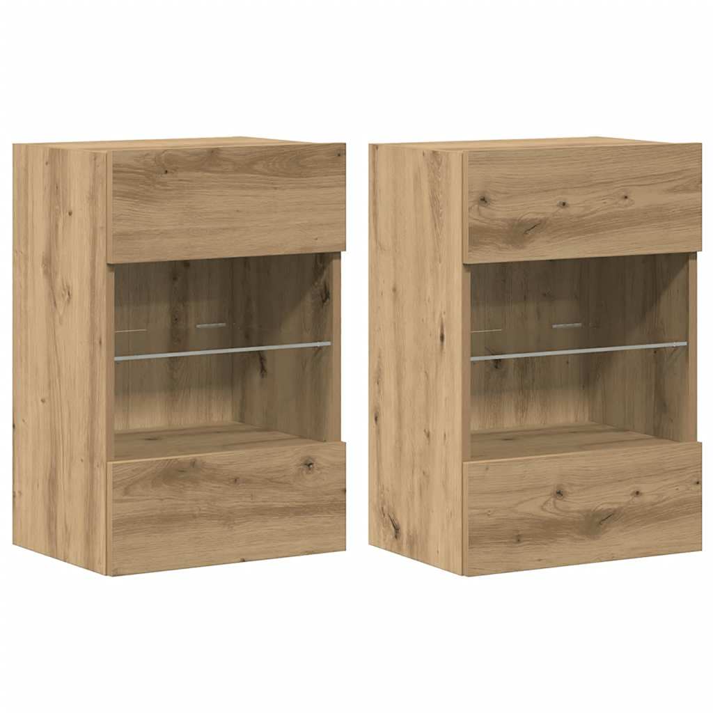 Meubles muraux avec lumières LED pour TV 2 pcs chêne artisanal - XIOS