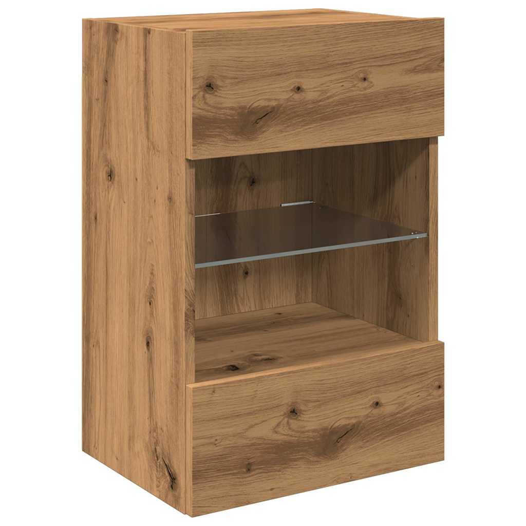 Meubles TV muraux avec lumières LED 2 pcs chêne artisanal Meubles TV vidaXL   