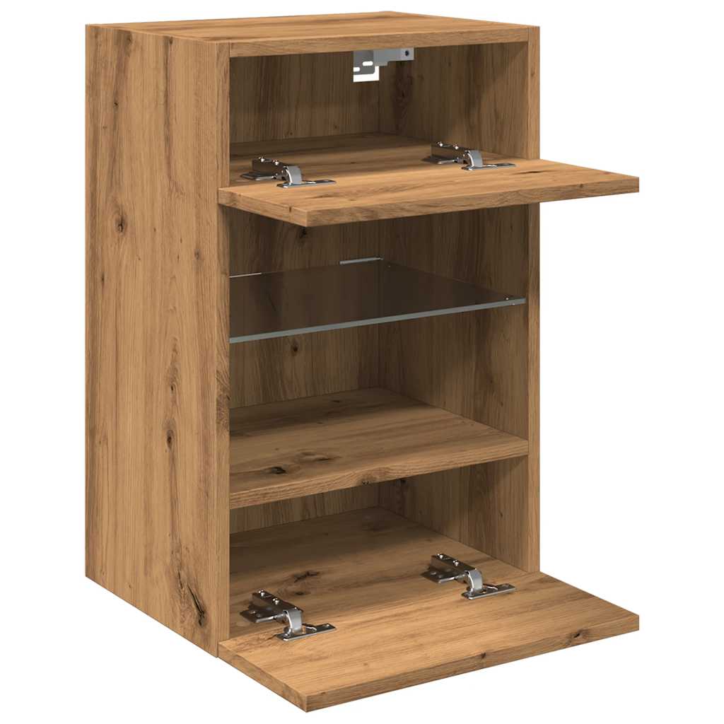 Meubles TV muraux avec lumières LED 2 pcs chêne artisanal Meubles TV vidaXL   
