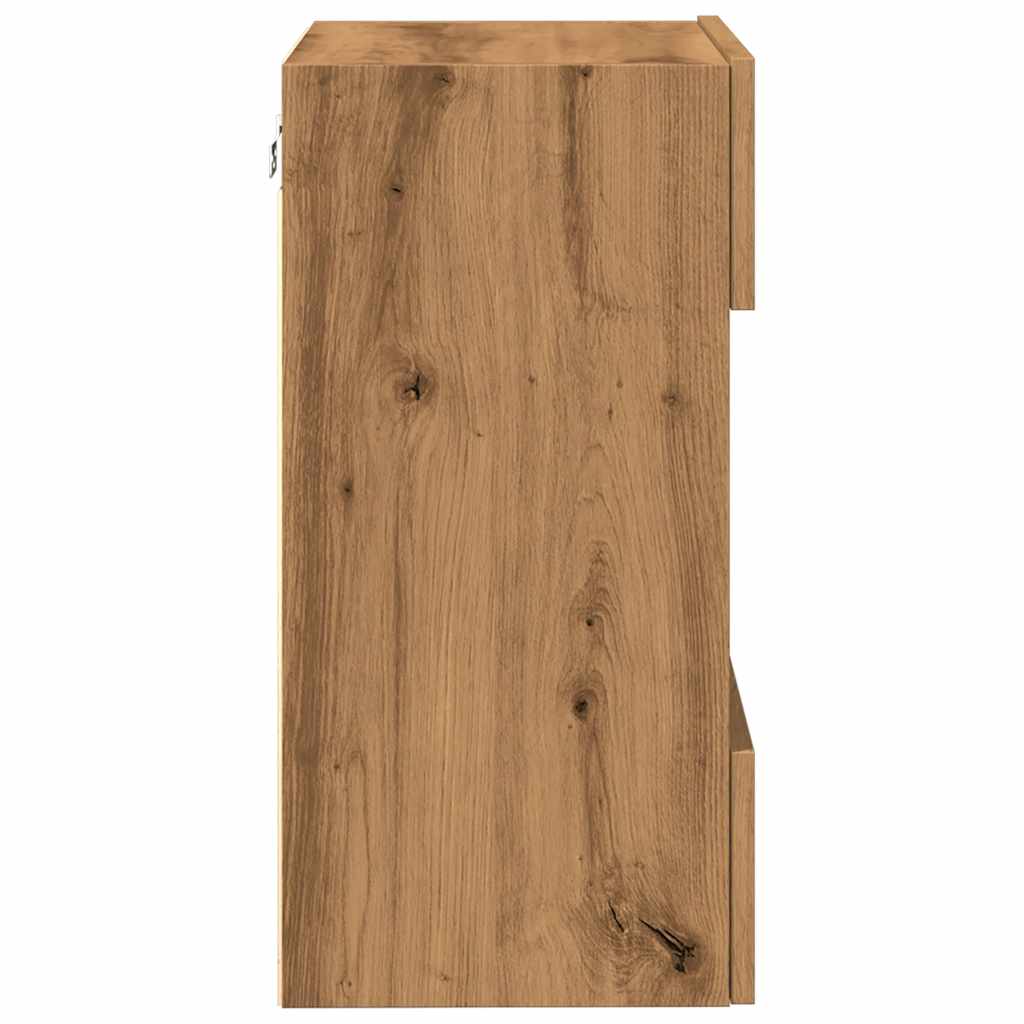 Meubles TV muraux avec lumières LED 2 pcs chêne artisanal Meubles TV vidaXL   