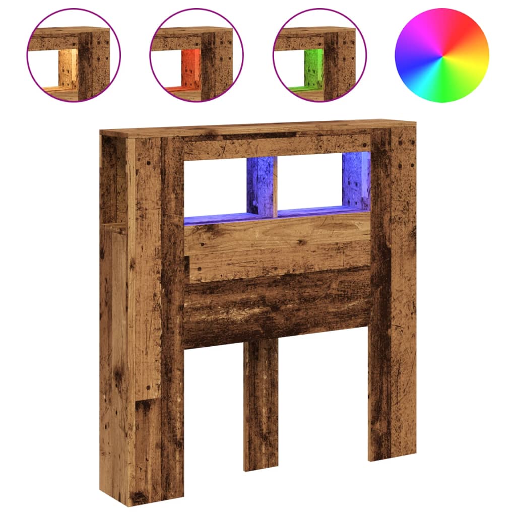 Tête de lit à LED vieux bois 100x18,5x103,5cm bois d'ingénierie - XIOS