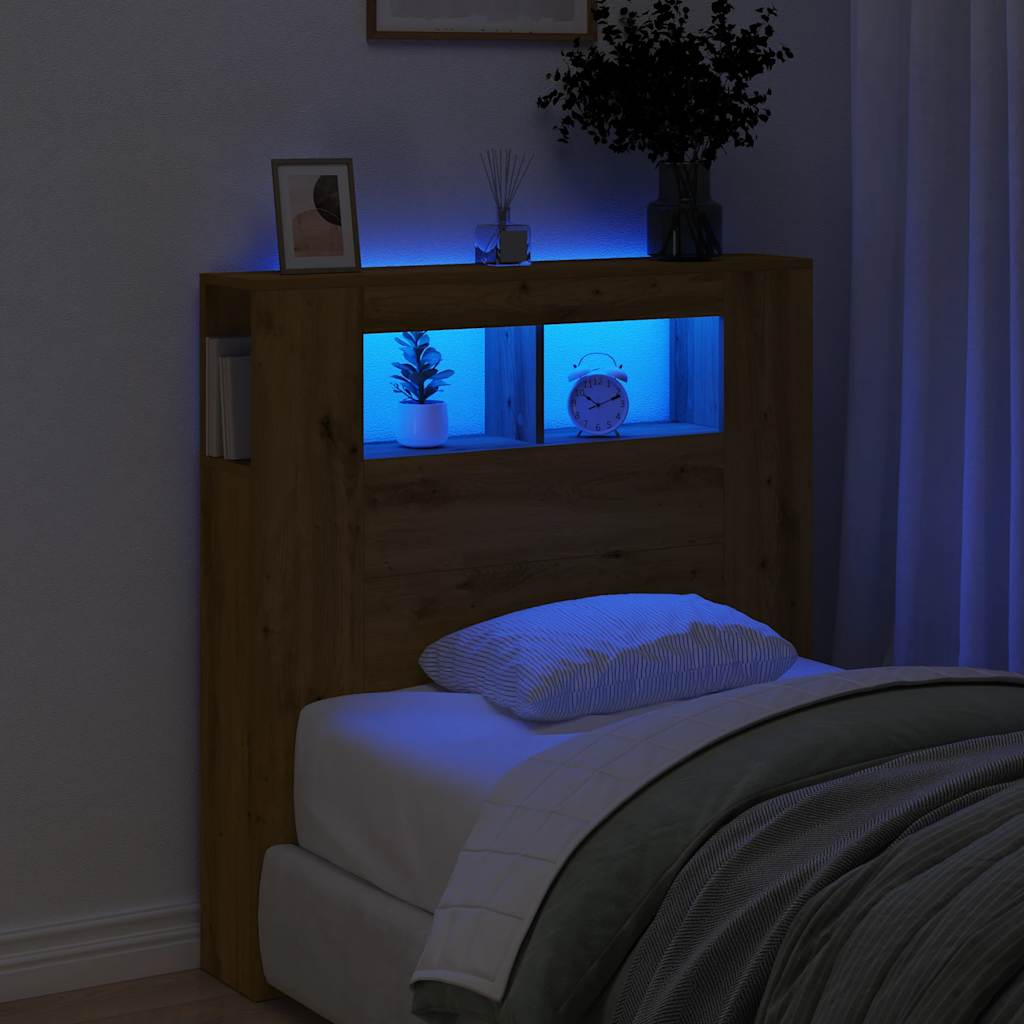 Tête de lit à LED chêne artisanal 100x18,5x103,5 cm - XIOS