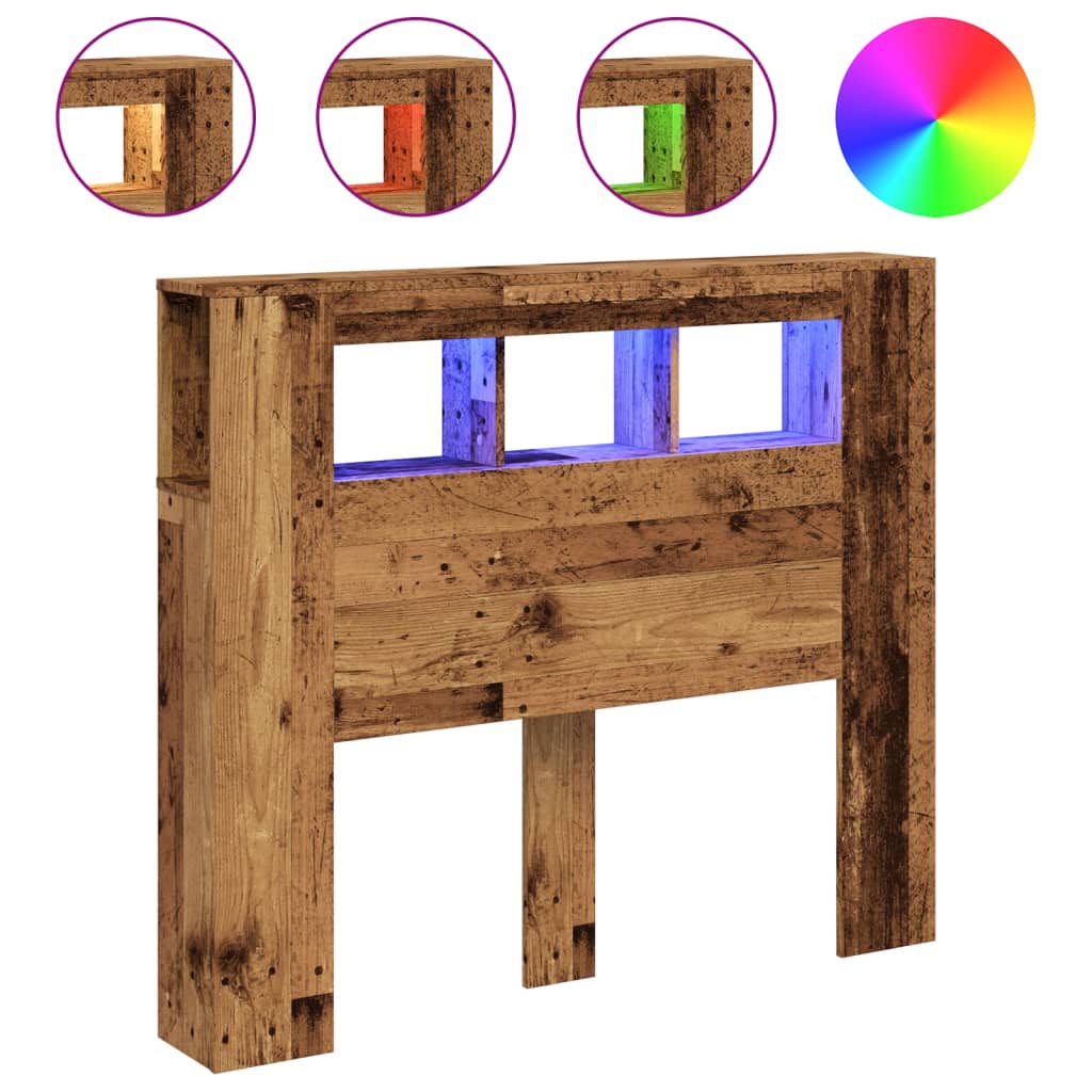 Tête de lit à LED vieux bois 120x18,5x103,5cm bois d'ingénierie - XIOS