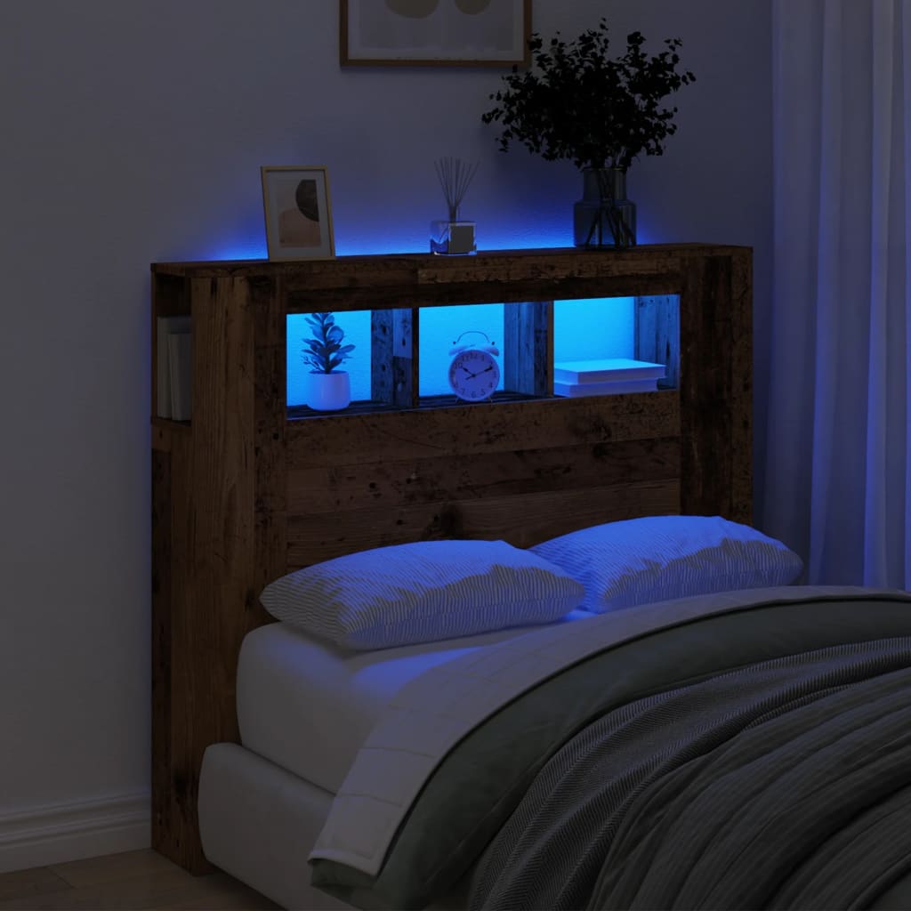Tête de lit à LED vieux bois 120x18,5x103,5cm bois d'ingénierie - XIOS