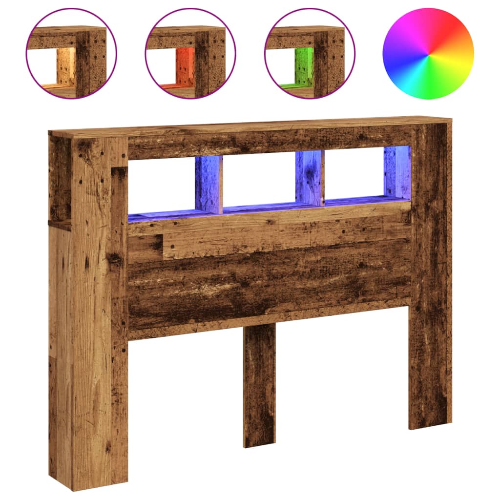 Tête de lit à LED vieux bois 140x18,5x103,5cm bois d'ingénierie - XIOS