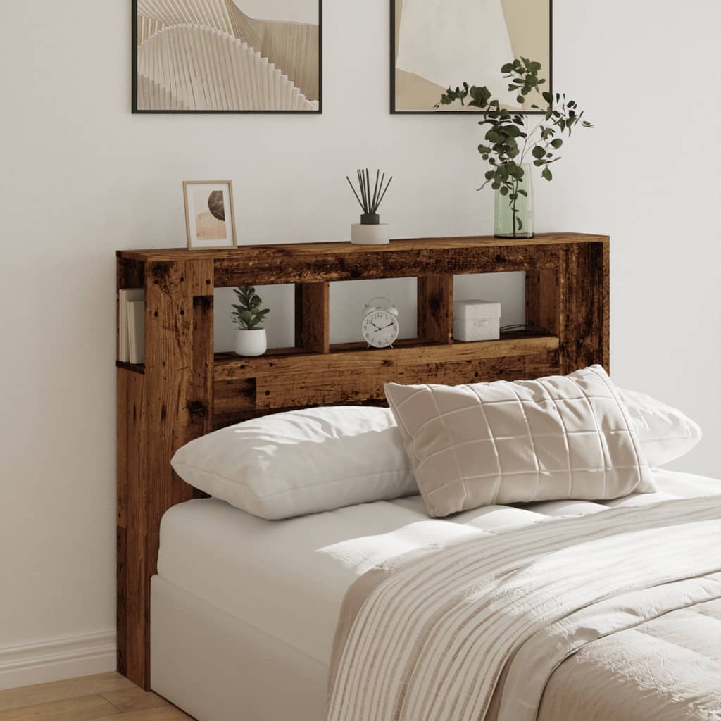 Tête de lit à LED vieux bois 140x18,5x103,5cm bois d'ingénierie - XIOS