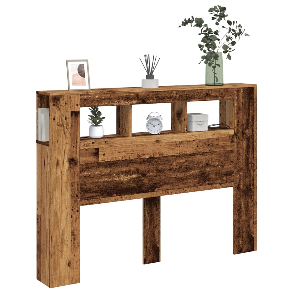 Tête de lit à LED vieux bois 140x18,5x103,5cm bois d'ingénierie - XIOS