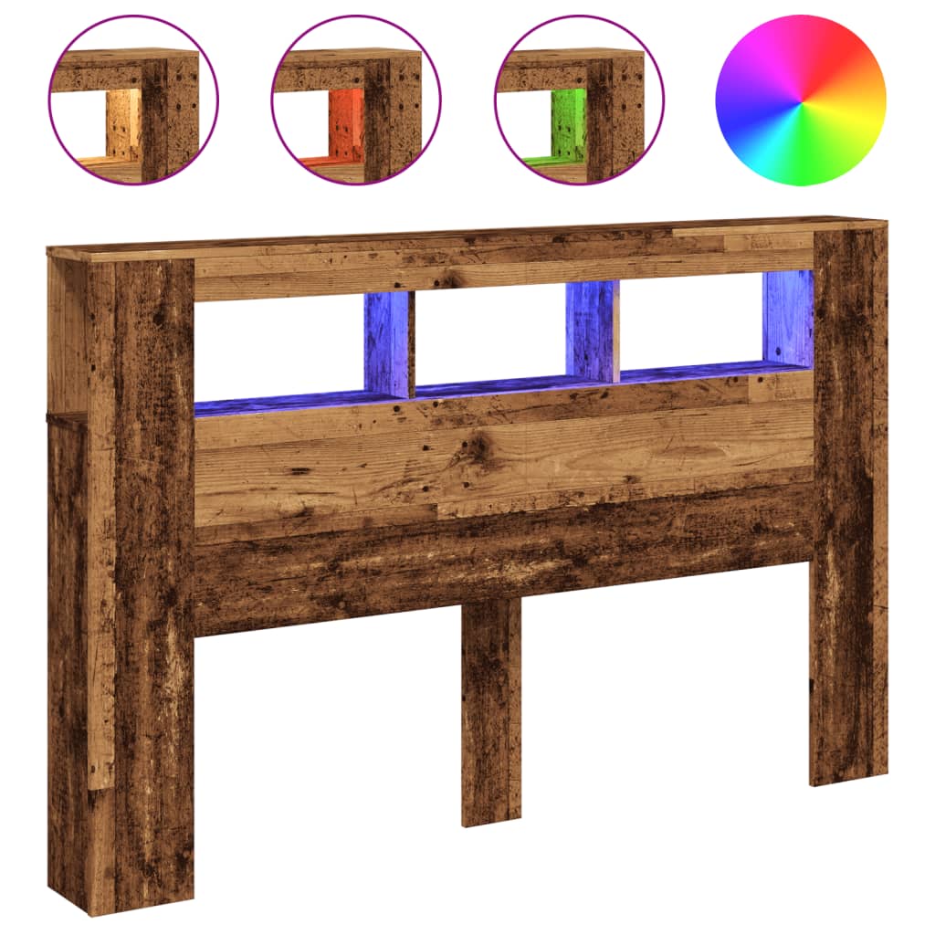 Tête de lit à LED vieux bois 160x18,5x103,5cm bois d'ingénierie - XIOS