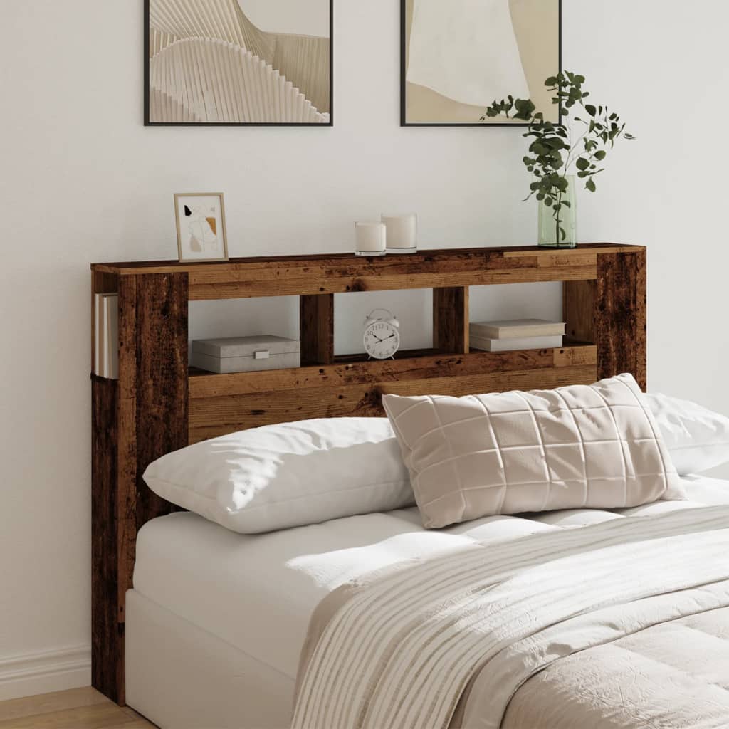 Tête de lit à LED vieux bois 160x18,5x103,5cm bois d'ingénierie - XIOS