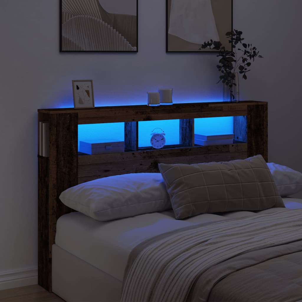 Tête de lit à LED vieux bois 160x18,5x103,5cm bois d'ingénierie - XIOS
