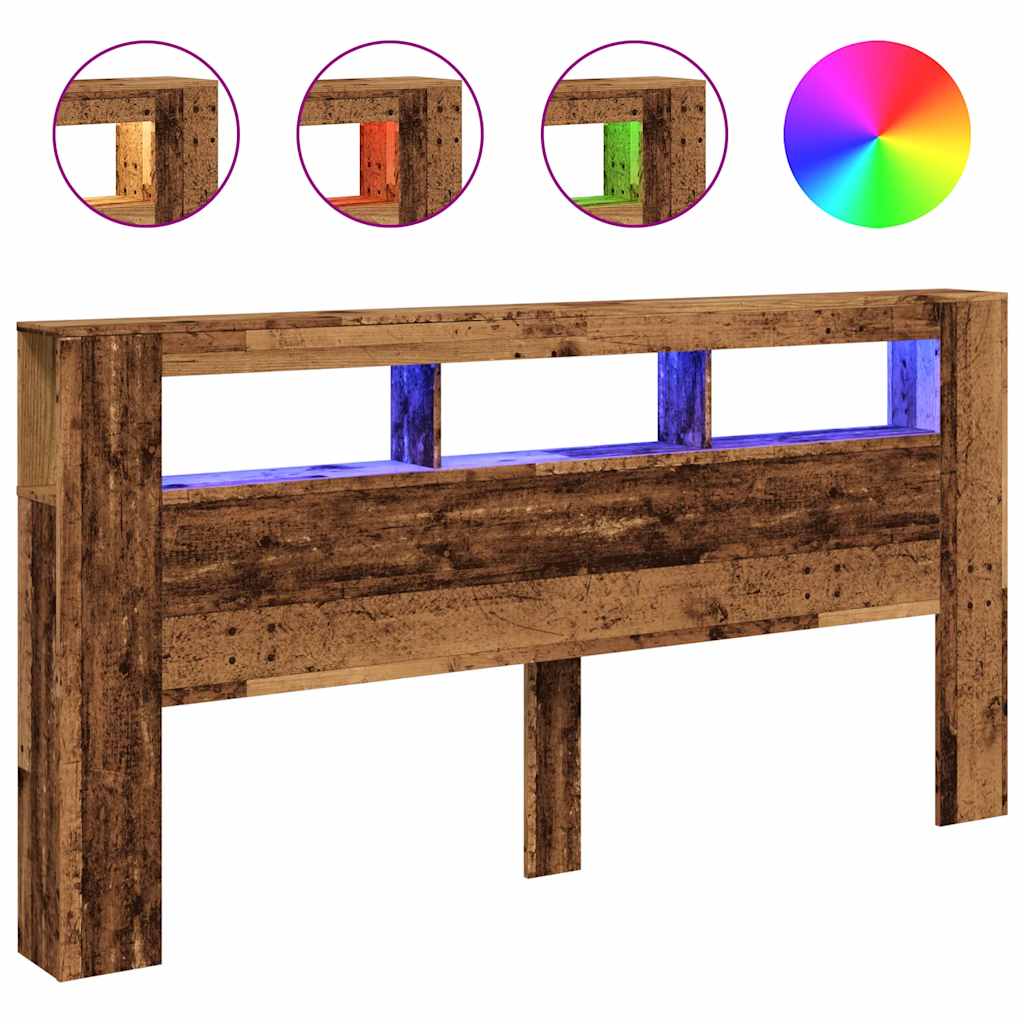 Tête de lit à LED vieux bois 200x18,5x103,5cm bois d'ingénierie - XIOS