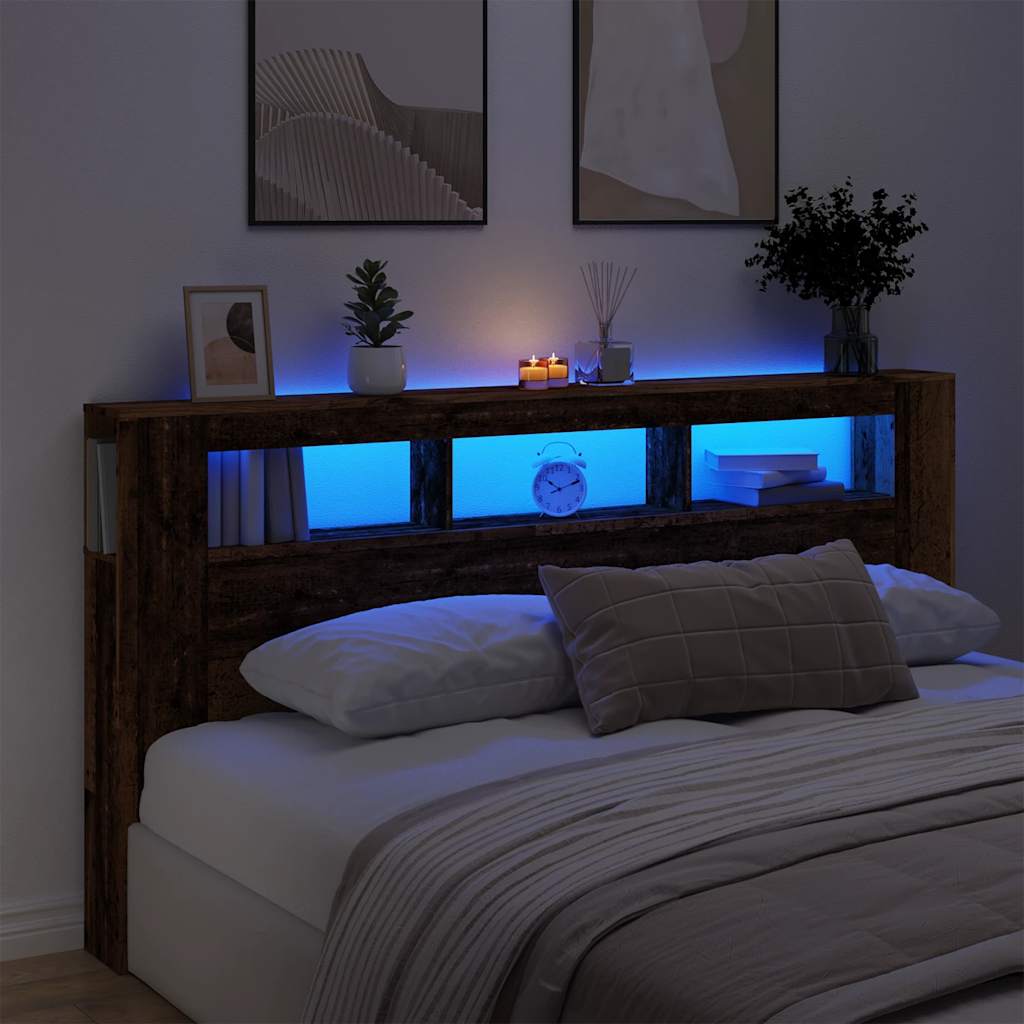 Tête de lit à LED vieux bois 200x18,5x103,5cm bois d'ingénierie - XIOS