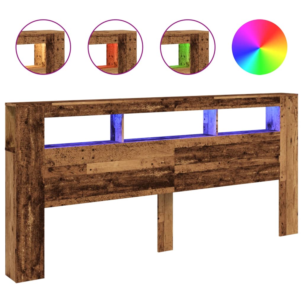 Tête de lit à LED vieux bois 220x18,5x103,5cm bois d'ingénierie - XIOS