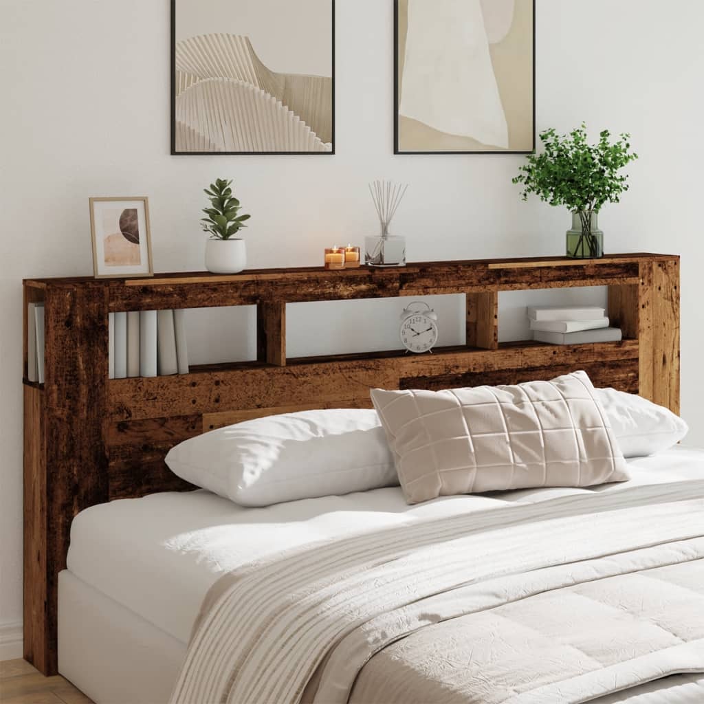 Tête de lit à LED vieux bois 220x18,5x103,5cm bois d'ingénierie - XIOS