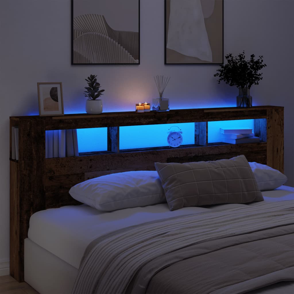 Tête de lit à LED vieux bois 220x18,5x103,5cm bois d'ingénierie - XIOS