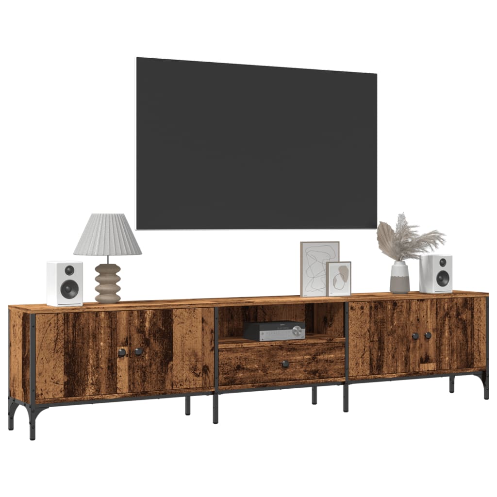Meuble TV avec tiroir vieux bois 200x25x44 cm bois d'ingénierie - XIOS