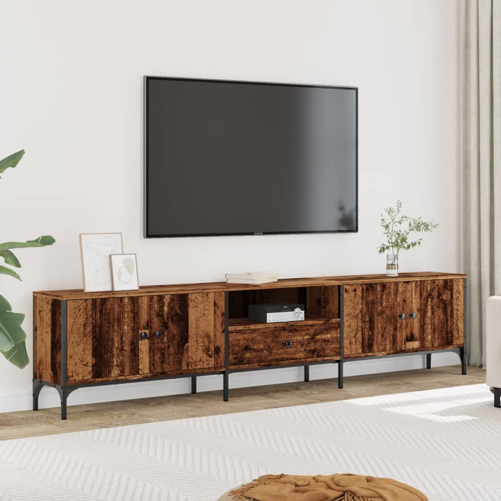 Meuble TV avec tiroir vieux bois 200x25x44 cm bois d'ingénierie - XIOS