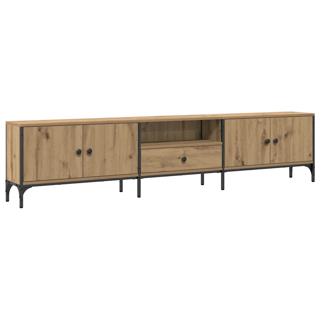 Meuble TV à tiroir chêne artisanal 200x25x44 cm bois ingénierie - XIOS