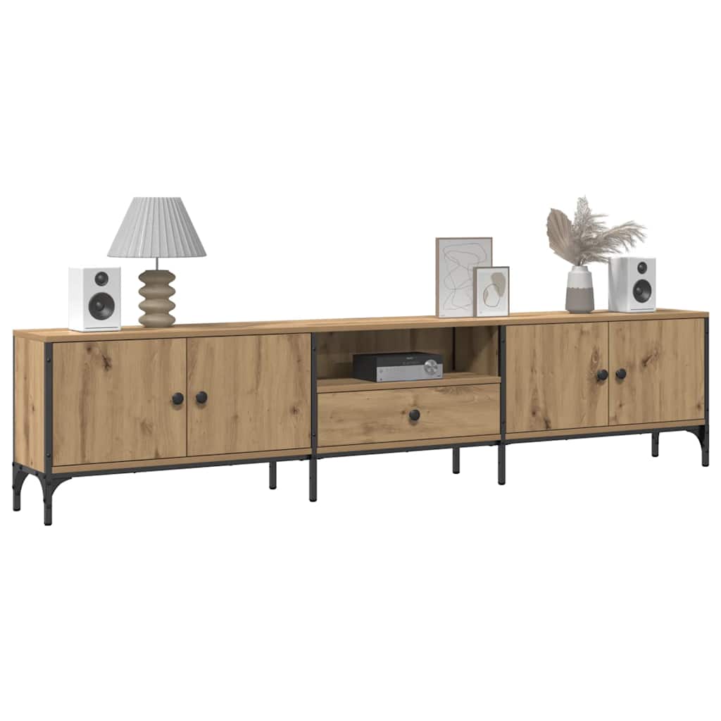 Meuble TV à tiroir chêne artisanal 200x25x44 cm bois ingénierie - XIOS