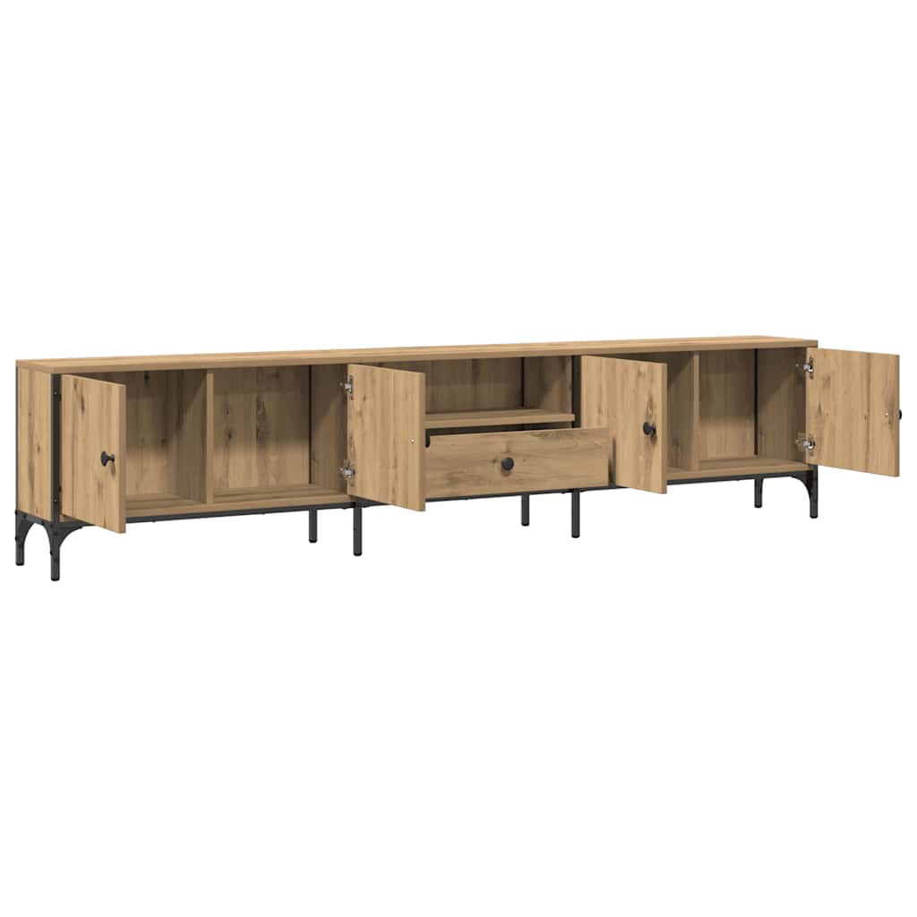 Meuble TV à tiroir chêne artisanal 200x25x44 cm bois ingénierie - XIOS