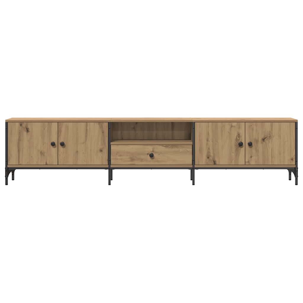 Meuble TV à tiroir chêne artisanal 200x25x44 cm bois ingénierie - XIOS