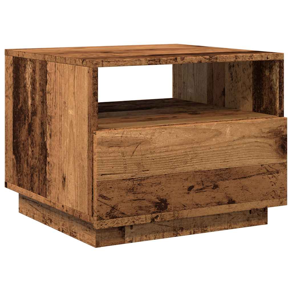 Table basse avec lumières LED vieux bois 50x49x40 cm - XIOS