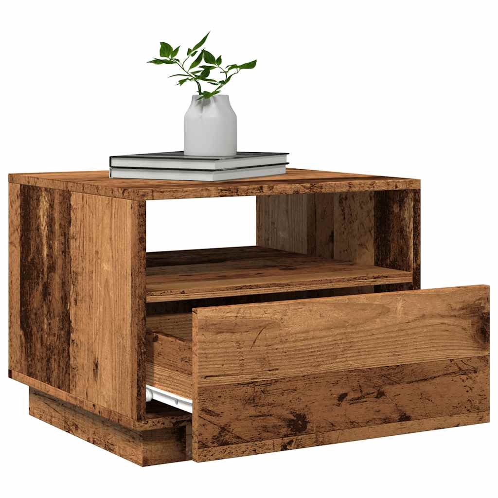 Table basse avec lumières LED vieux bois 50x49x40 cm - XIOS