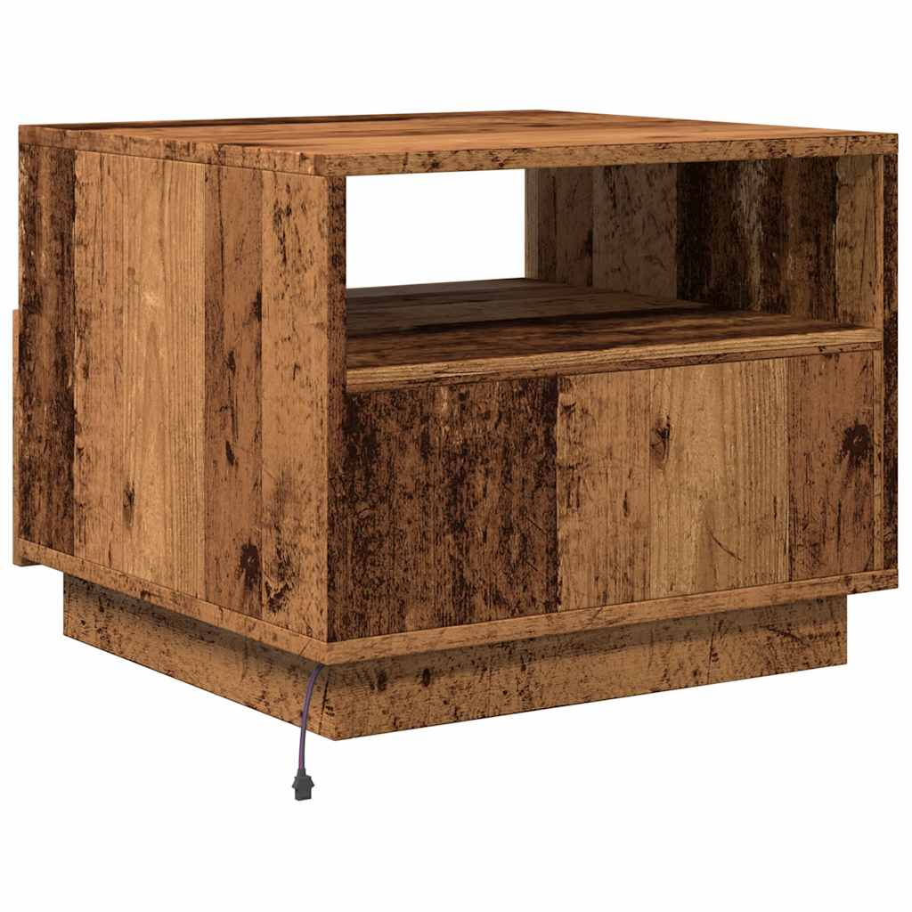Table basse avec lumières LED vieux bois 50x49x40 cm - XIOS