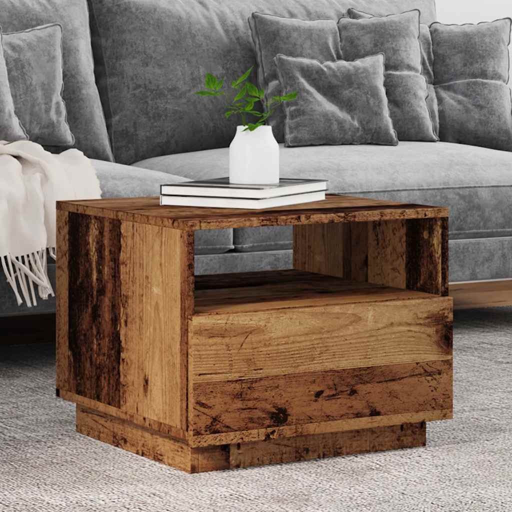 Table basse avec lumières LED vieux bois 50x49x40 cm - XIOS