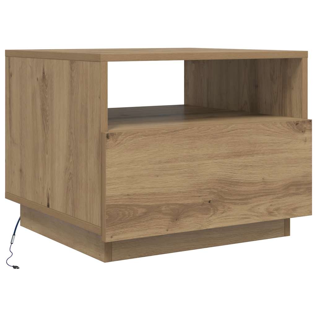 Table basse avec lumières LED chêne artisanal 50x49x40 cm - XIOS