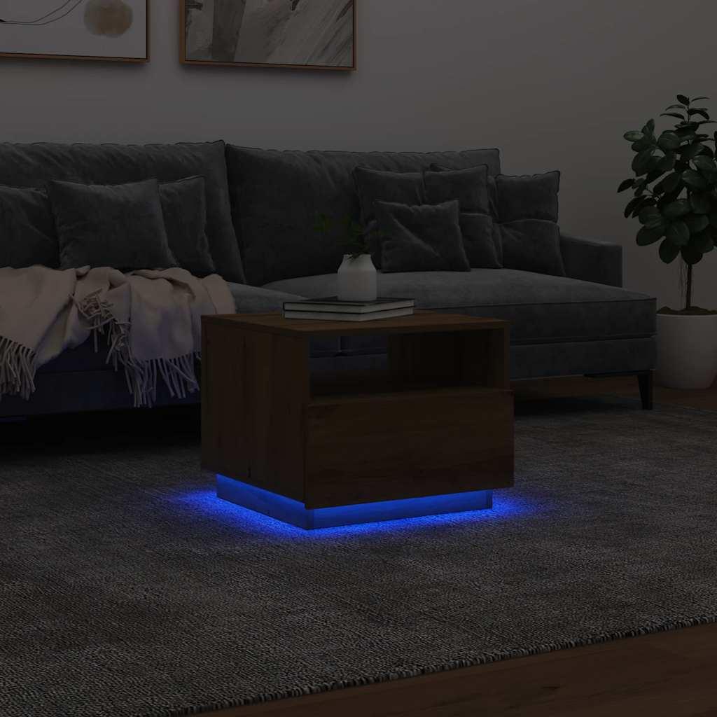 Table basse avec lumières LED chêne artisanal 50x49x40 cm - XIOS