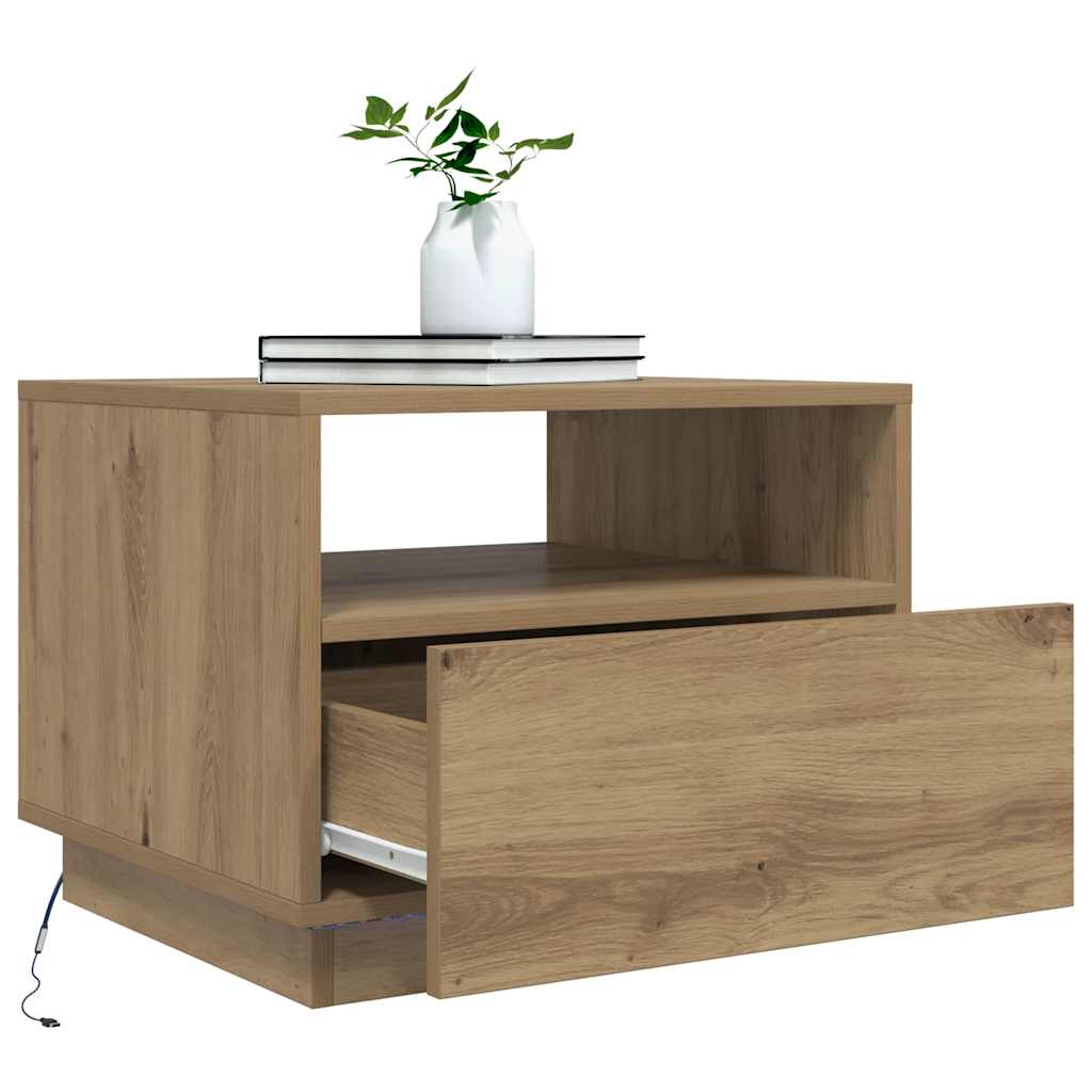 Table basse avec lumières LED chêne artisanal 50x49x40 cm - XIOS