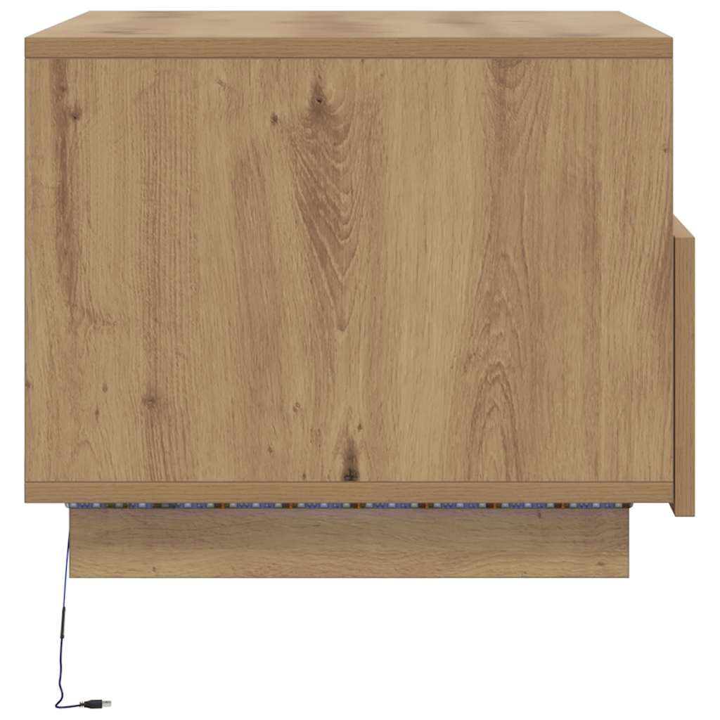 Table basse avec lumières LED chêne artisanal 50x49x40 cm - XIOS