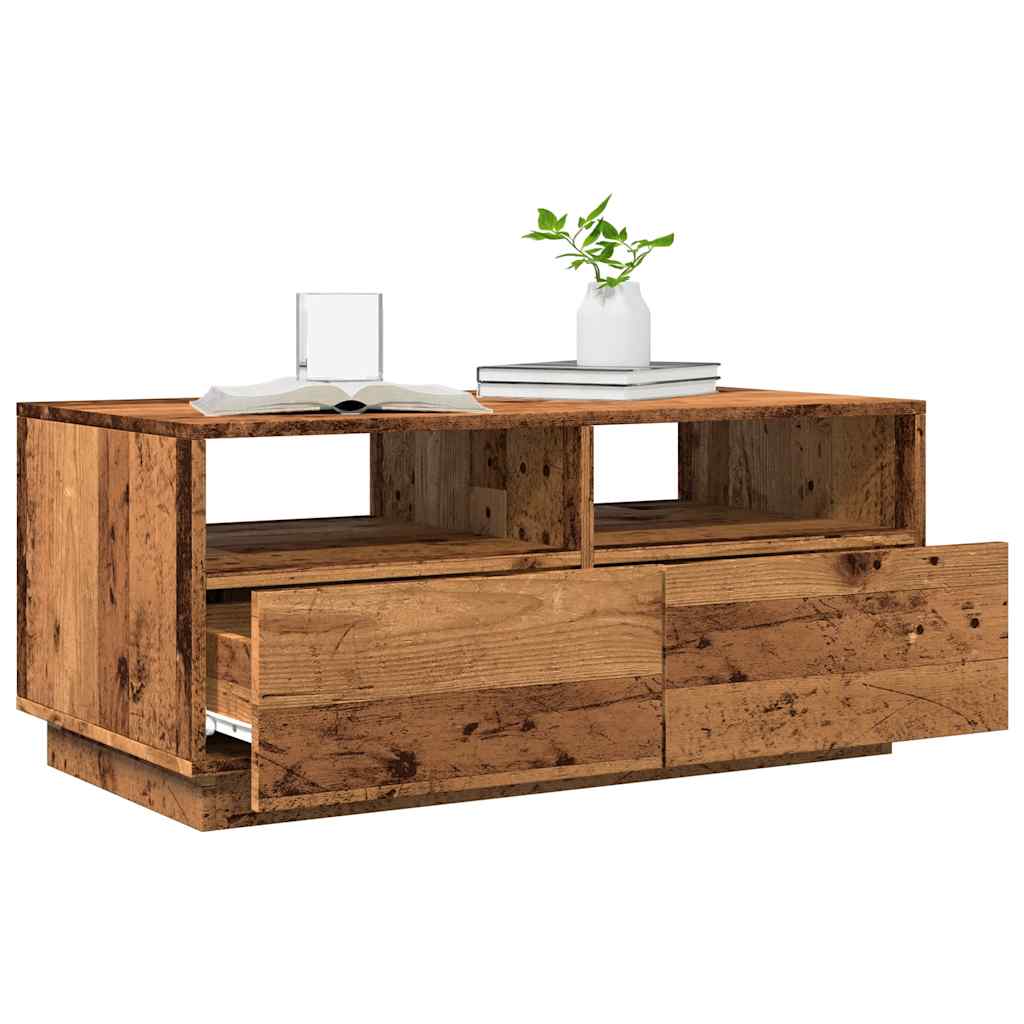 Table basse avec lumières LED vieux bois 90x49x40 cm XIOS