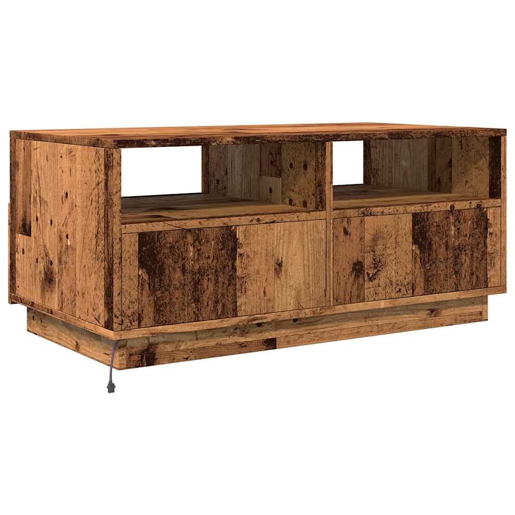 Table basse avec lumières LED vieux bois 90x49x40 cm XIOS