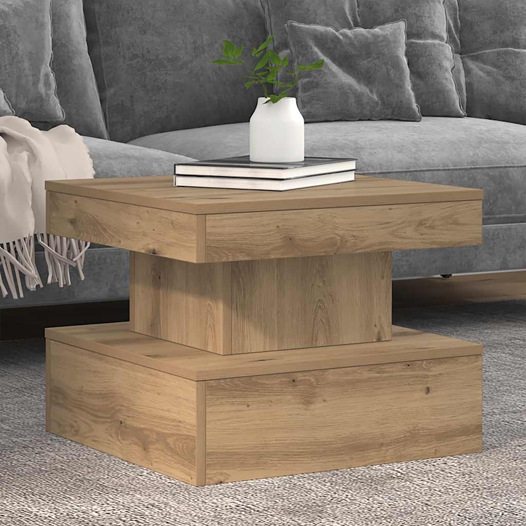 Table basse avec lumières LED chêne artisanal 50x50x40 cm - XIOS