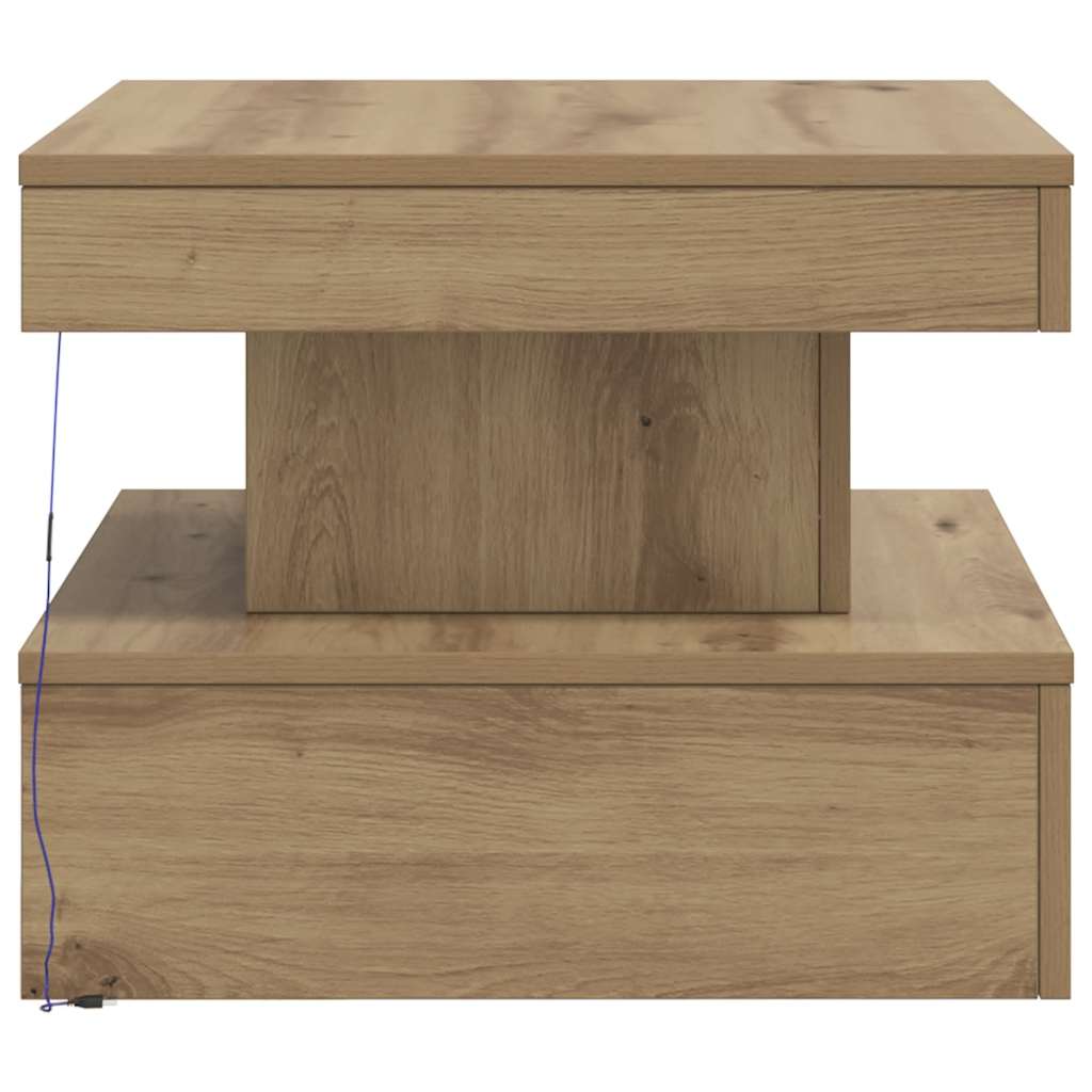 Table basse avec lumières LED chêne artisanal 50x50x40 cm - XIOS