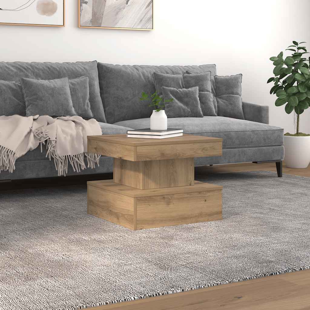 Table basse avec lumières LED chêne artisanal 50x50x40 cm - XIOS
