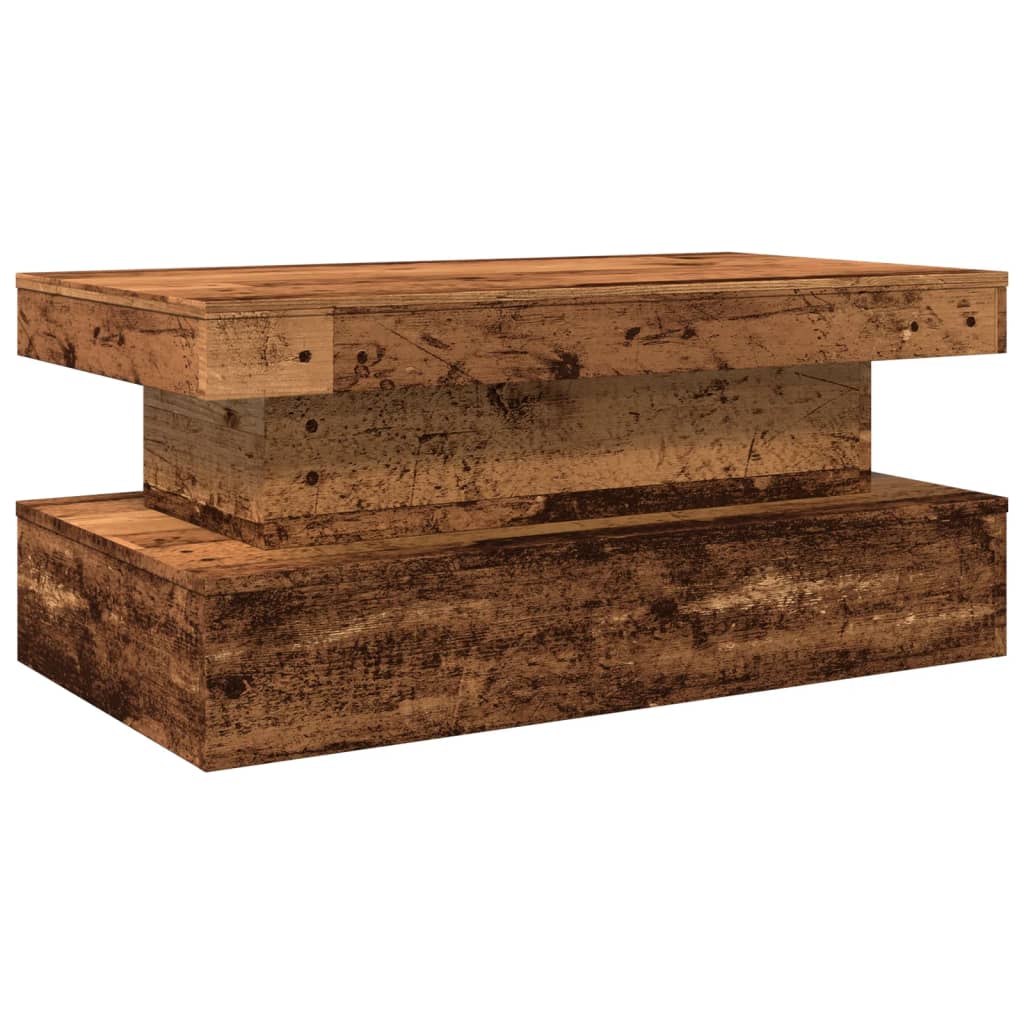Table basse avec lumières LED vieux bois 90x50x40 cm - XIOS
