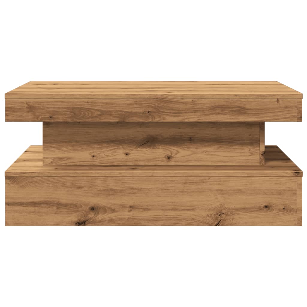 Table basse avec lumières LED chêne artisanal 90x50x40 cm XIOS