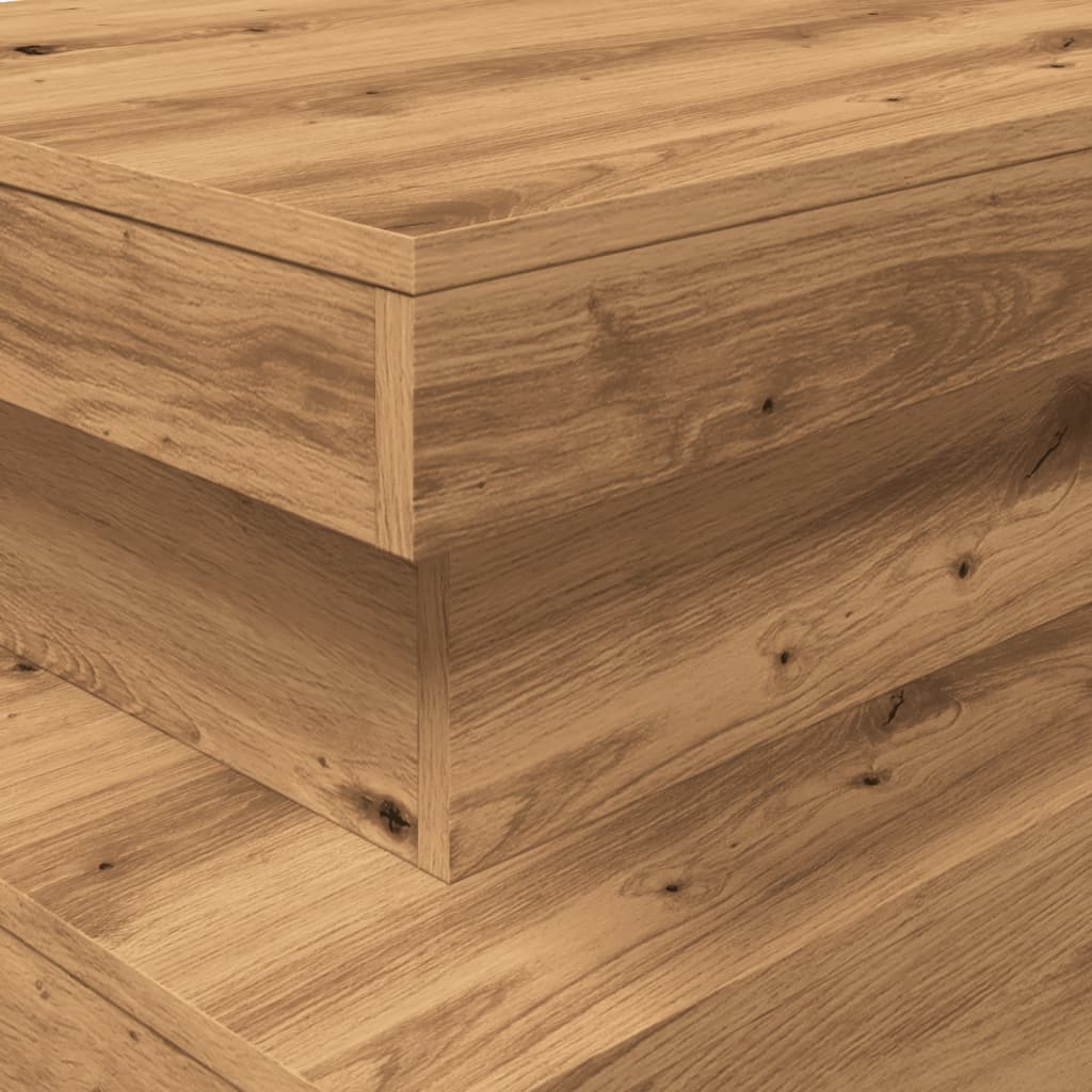 Table basse avec lumières LED chêne artisanal 90x50x40 cm XIOS