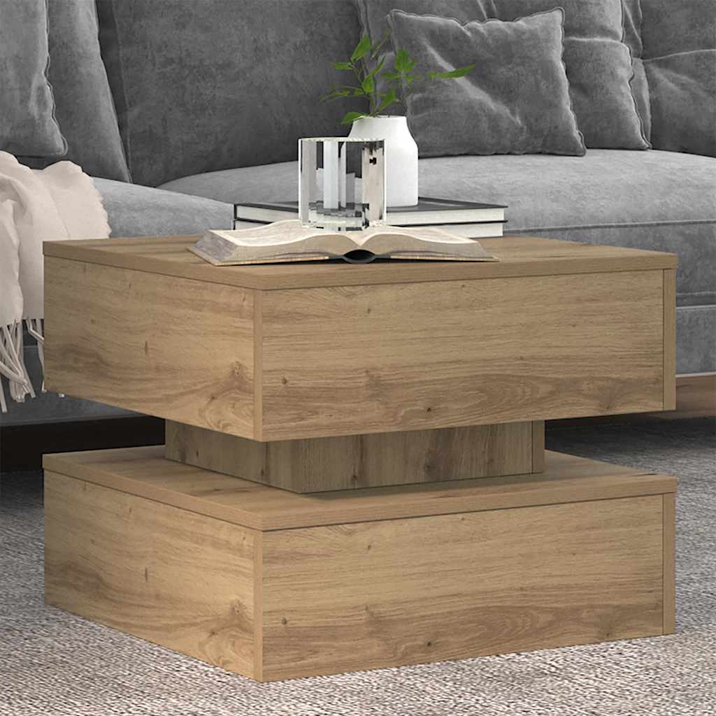 Table basse avec lumières LED chêne artisanal 50x50x40 cm - XIOS