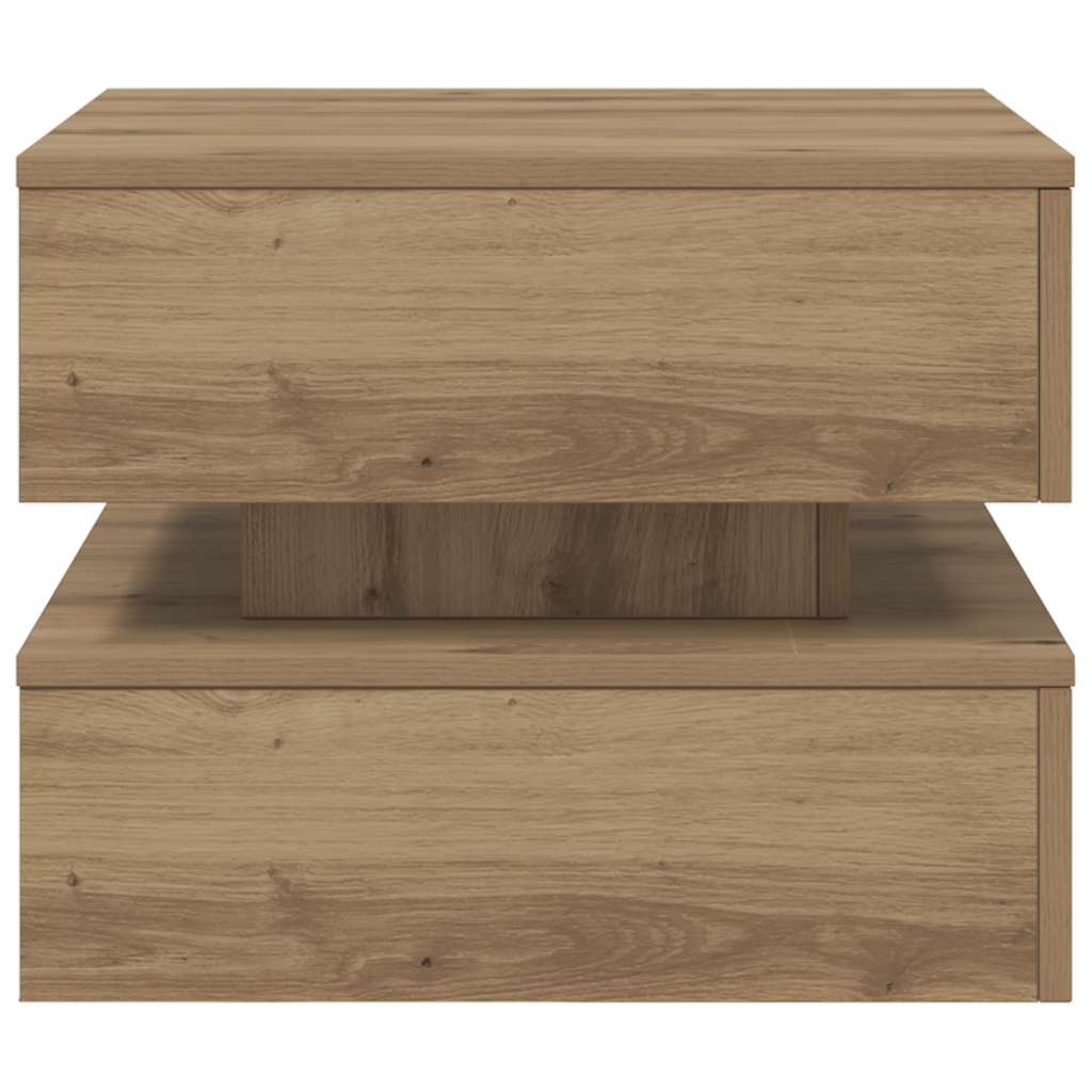 Table basse avec lumières LED chêne artisanal 50x50x40 cm - XIOS